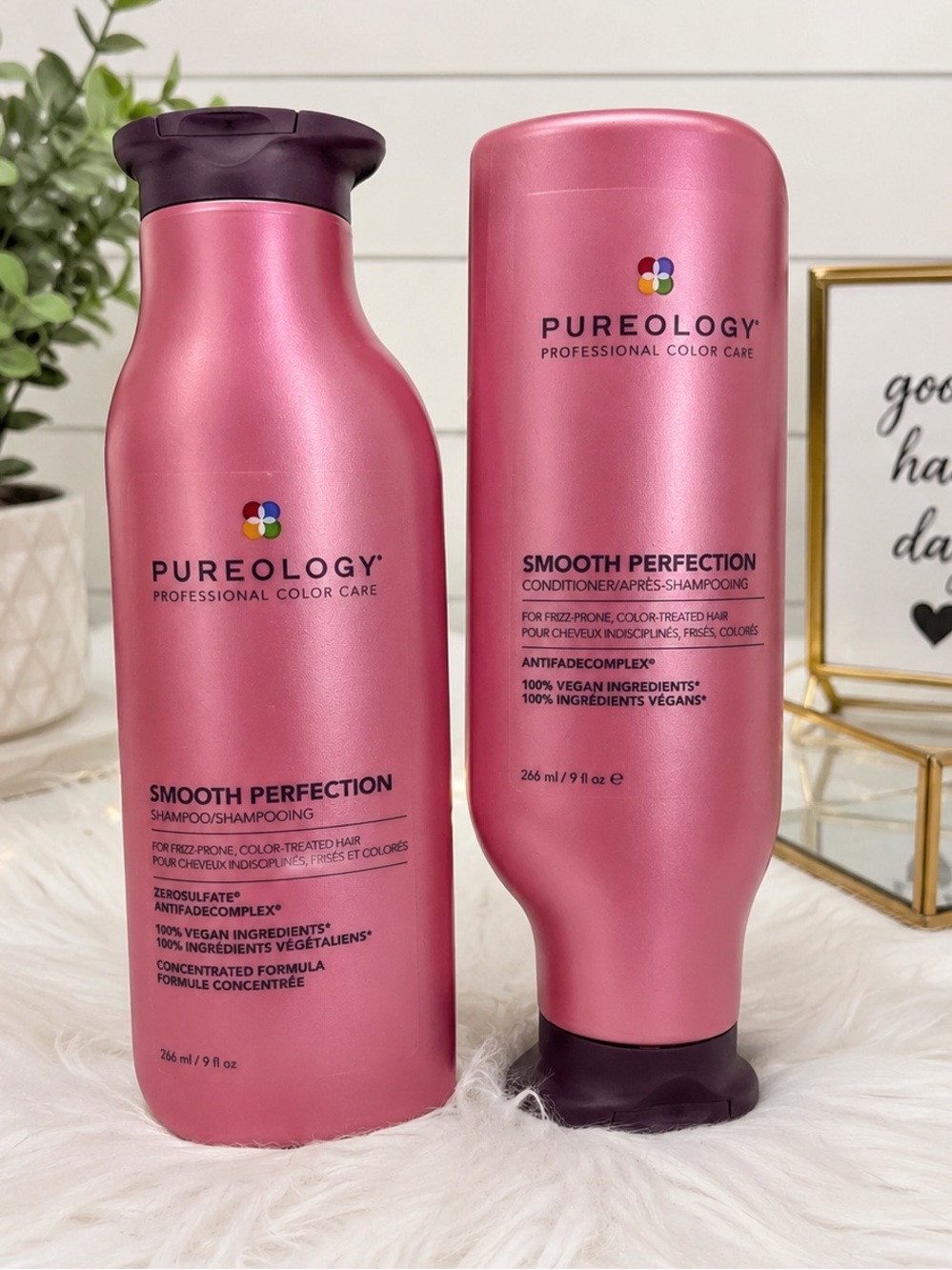 Pureology Smooth Perfection Shampoo & Conditioner Set 9 oz Anti-Frizz Color Care